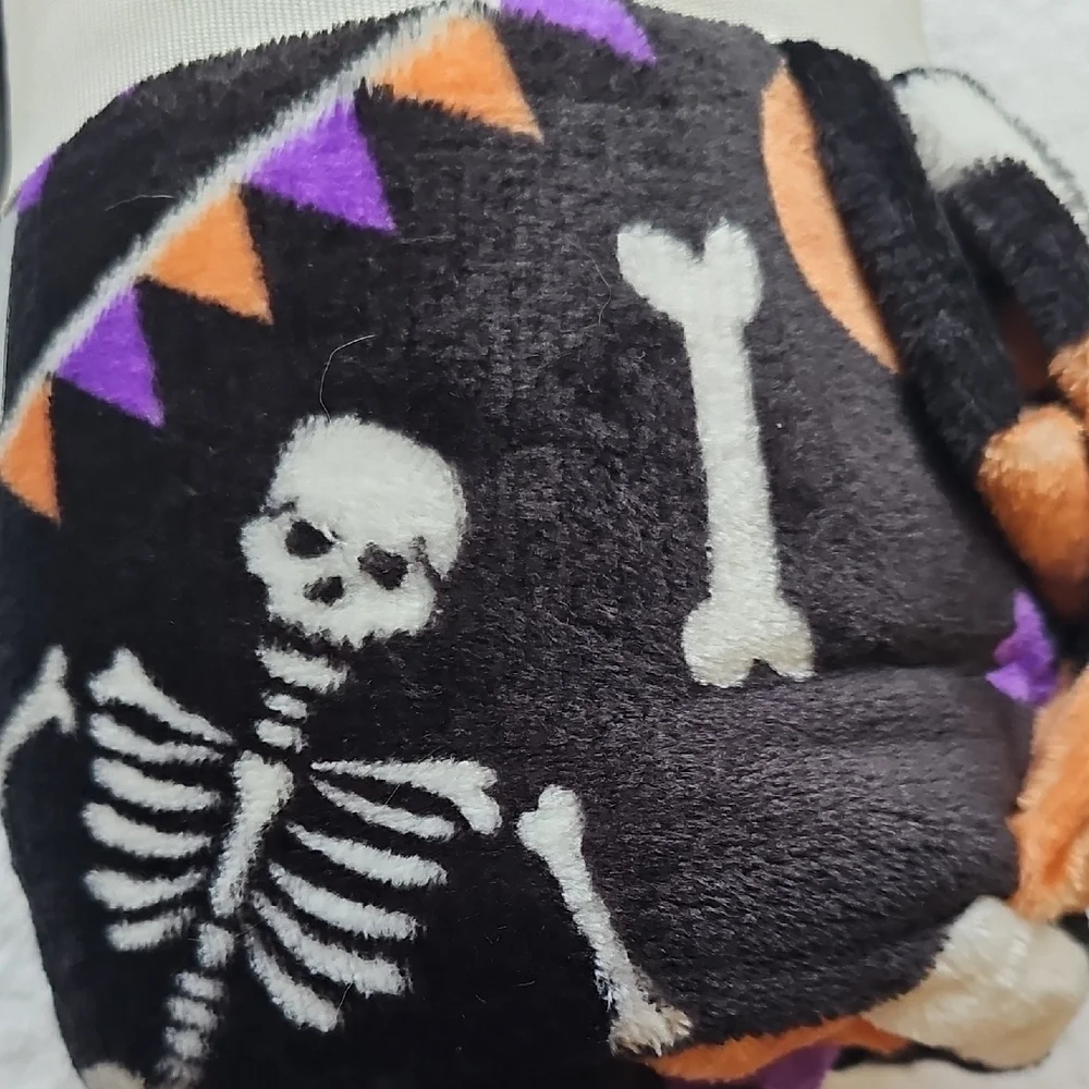 New Spooky Town Halloween Flannel Throw Black Orange Purple  70x50